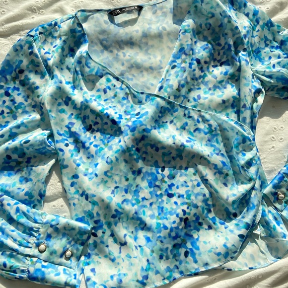 Zara Floral Long Sleeve Blouse (Size M) - Picture 5 of 5